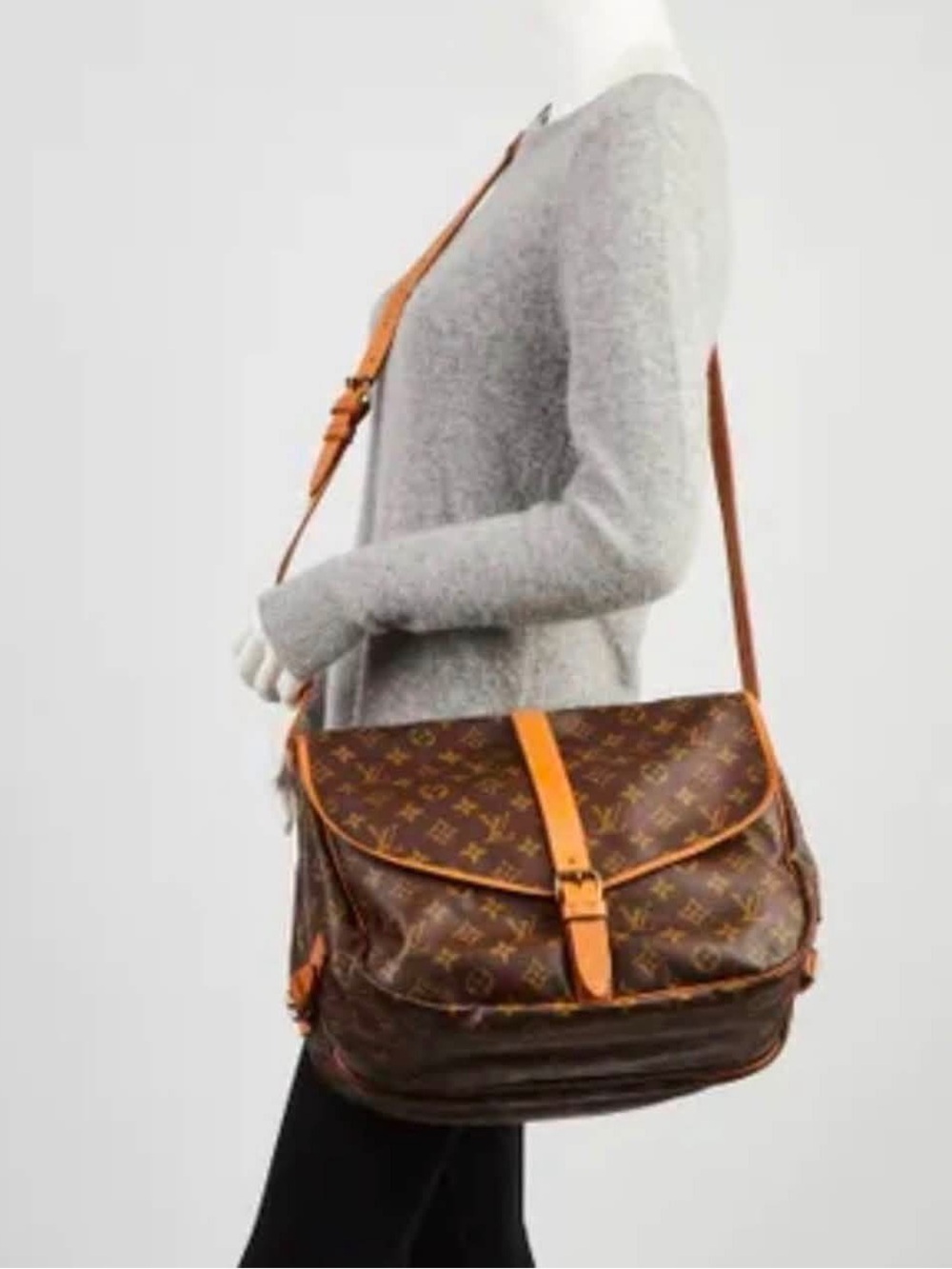 Louis Vuitton Monogram Messenger Bag in Brown with Tan Trim Samour 30